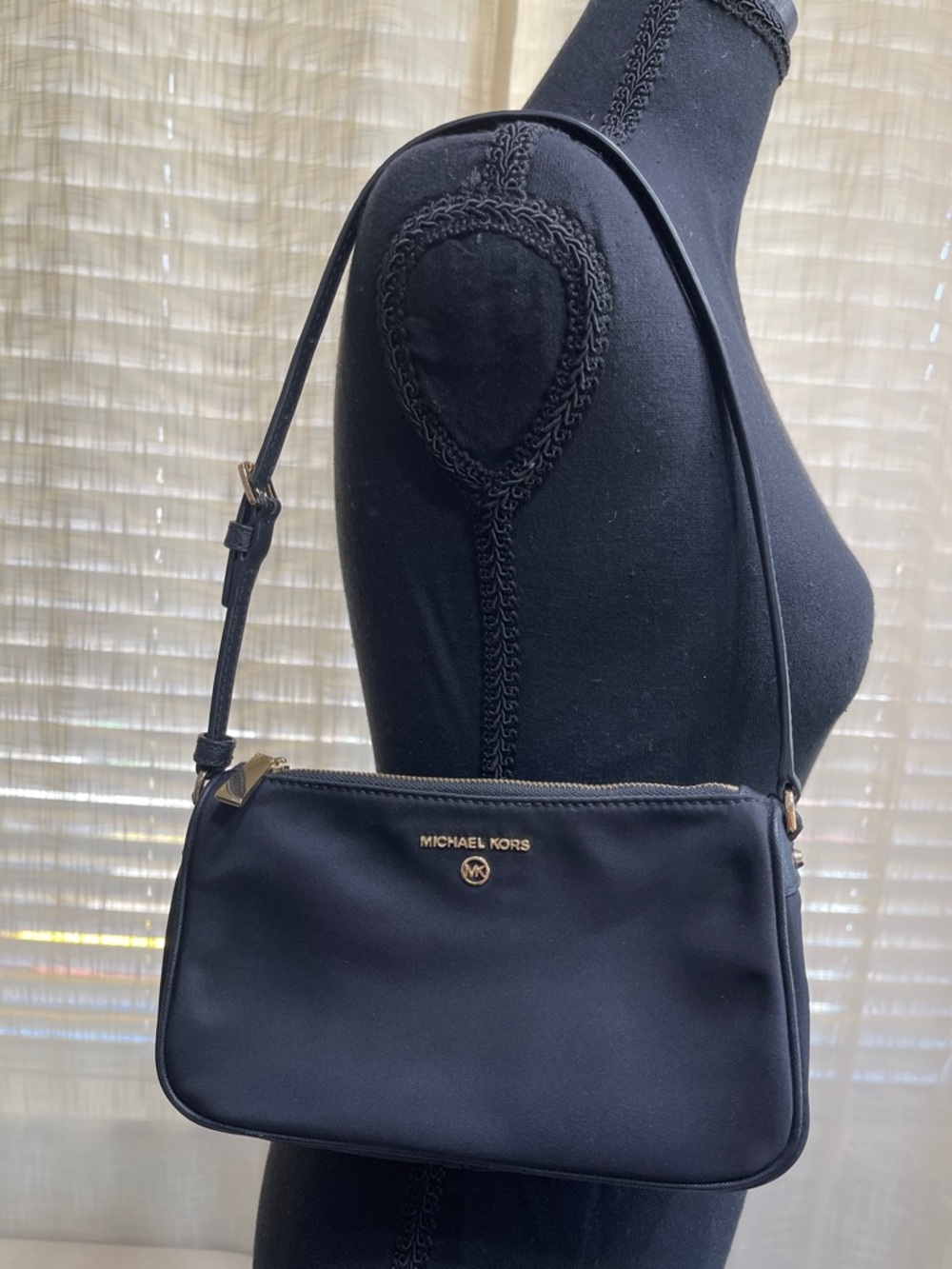 Michael Kors Black Shoulder Bag with Gold Hardware